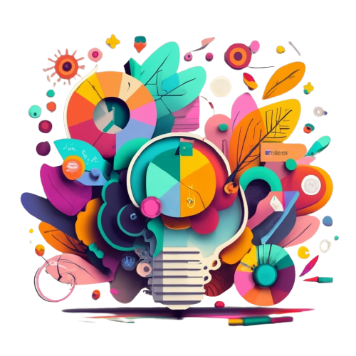 Illustration of frequently asked questions with infographics symbols behind a light bulb